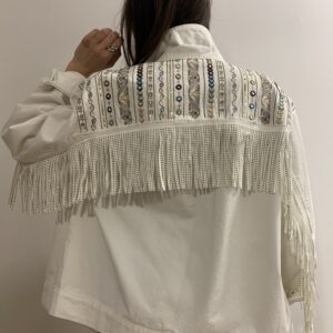 Chaqueta camisera flecos blanca
