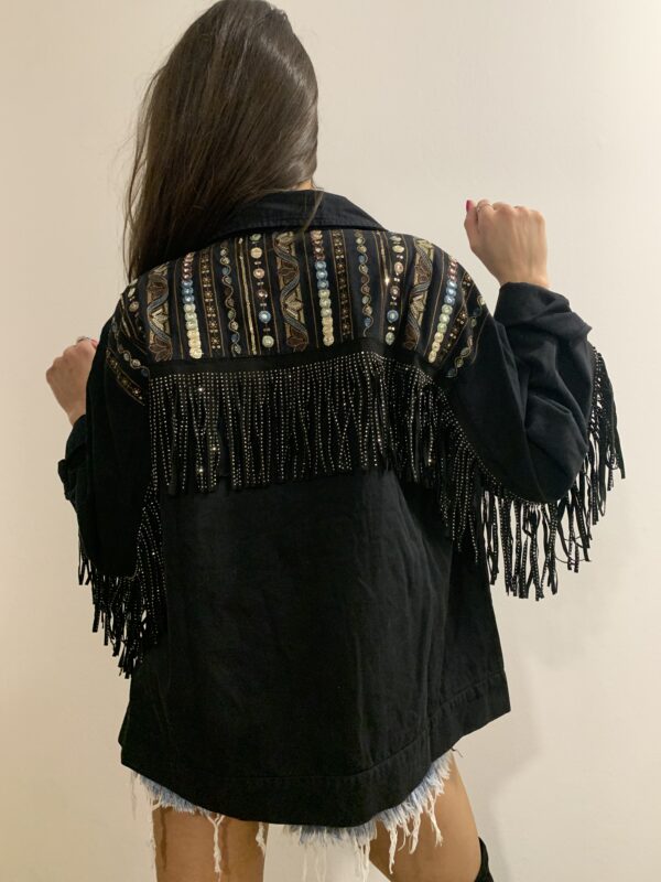 Chaqueta camisera flecos negra - Imagen 2