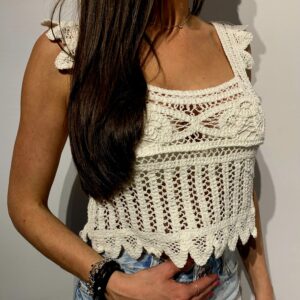 Top ganchillo tirantes triangulos blanco